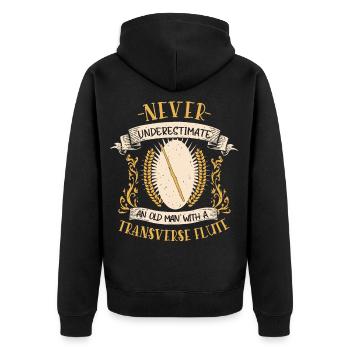 Flûte Musicien Instrument Cuivres Musique Cadeau - Veste à capuche bio Premium Unisexe - noir - Dos - Nico (187cm)