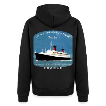 PAQUEBOT FRANCE création Louis RUNEMBERG © Adagp - Veste à capuche bio Premium Unisexe - noir - Dos - Nico (187cm)