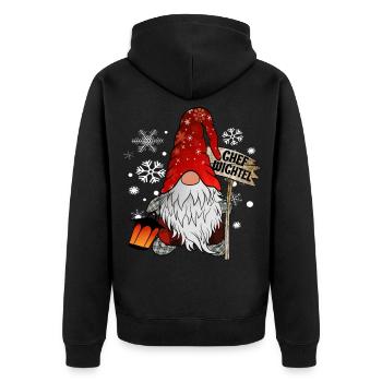 Chef Wichtel mit Schneeflocken Christmas Gnome - Unisex Premium Bio Zip Hoodie - Schwarz - Hinten - Nico (187cm)