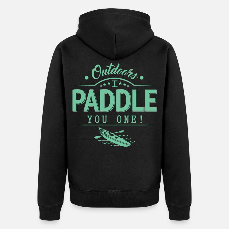 Draußen Paddele ich dir eins - Unisex Premium Bio Zip Hoodie - Schwarz
