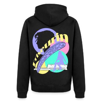 Coiffeur Rasoir Femme Tête Silhuoette - Veste à capuche bio Premium Unisexe - noir - Dos - Nico (187cm)