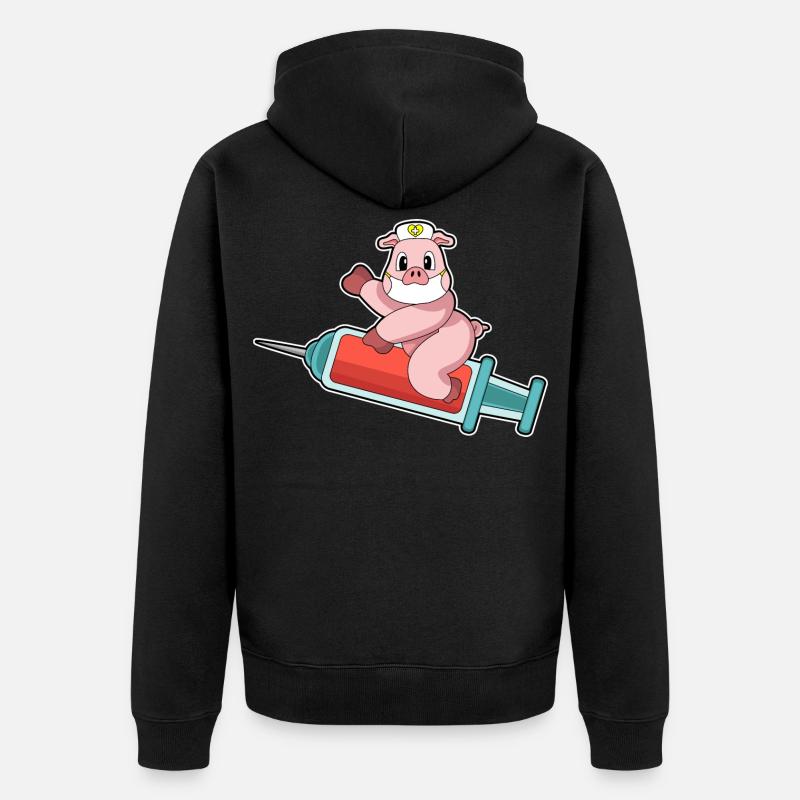 Seringue d’infirmière porcine - Veste à capuche bio Premium Unisexe - noir