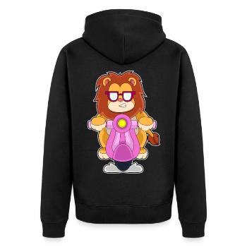 Löwe Scooter - Unisex Premium Organic Zip Hoodie - black - Back - Nico (187cm)