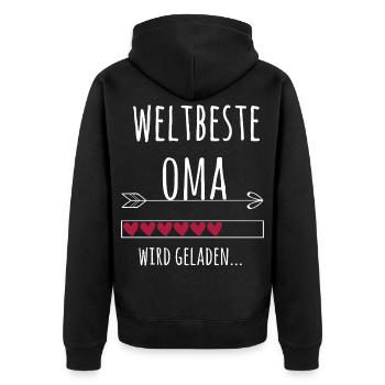 Weltbeste Oma Ankündigung Schwangerschaft Geschenk - Unisex Premium Bio Zip Hoodie - Schwarz - Hinten - Nico (187cm)