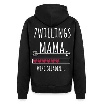 werdende Mama Zwillinge Schwangerschaft Geschenk - Unisex Premium Bio Zip Hoodie - Schwarz - Hinten - Nico (187cm)