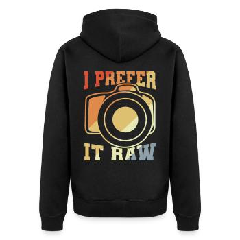 Fotografie Witz - Unisex Premium Bio Zip Hoodie - Schwarz - Hinten - Nico (187cm)