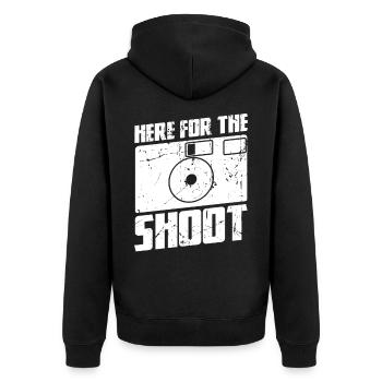 Photography Joke - Unisex Premium Organic Zip Hoodie - black - Back - Nico (187cm)