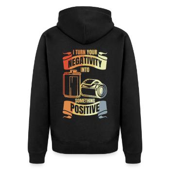 Vintage Photography Joke - Unisex Premium Organic Zip Hoodie - black - Back - Nico (187cm)