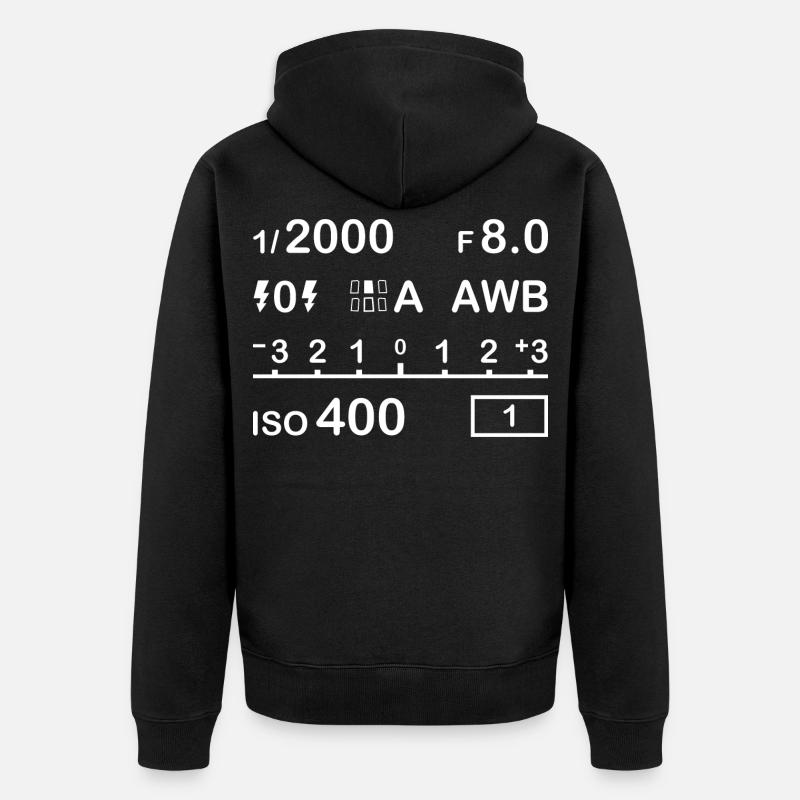 Digitalkamera Einstellungen - Unisex Premium Bio Zip Hoodie - Schwarz