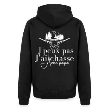 J Peux Pas J Ai Chasse Avec Papa - Veste à capuche bio Premium Unisexe - noir - Dos - Nico (187cm)