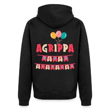 Agrippa t-shirt joyeux anniversaire joyeux anniversaire - Veste à capuche bio Premium Unisexe - noir - Dos - Nico (187cm)