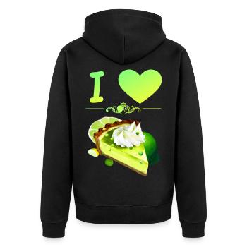 I Love Key Lime Pie - Unisex Premium Bio Zip Hoodie - Schwarz - Hinten - Nico (187cm)
