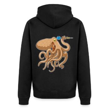 Krake Dart Dartpfeil - Unisex Premium Bio Zip Hoodie - Schwarz - Hinten - Nico (187cm)