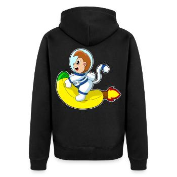 Monkey Astronaut Space - Unisex Premium Organic Zip Hoodie - black - Back - Nico (187cm)