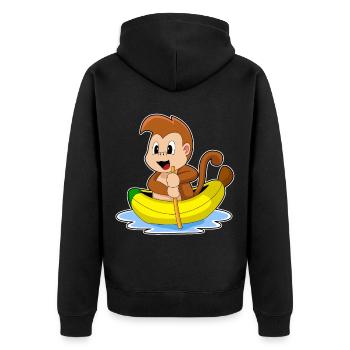 Affe kleines Boot - Unisex Premium Bio Zip Hoodie - Schwarz - Hinten - Nico (187cm)