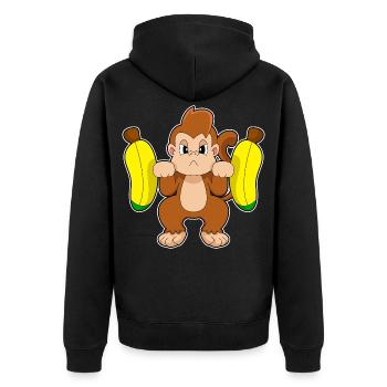 Affe Bodybuilder Langhantel Bodybuilding - Unisex Premium Bio Zip Hoodie - Schwarz - Hinten - Nico (187cm)