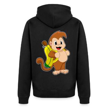 Monkey Banana - Unisex Premium Organic Zip Hoodie - black - Back - Nico (187cm)