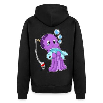 Pêche au poisson pêcheur pieuvre - Veste à capuche bio Premium Unisexe - noir - Dos - Nico (187cm)