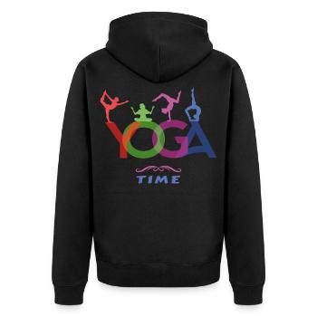 YOGA Time - The time of yoga - Unisex Premium Organic Zip Hoodie - black - Back - Nico (187cm)