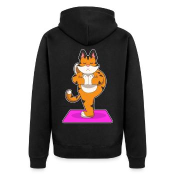 Tiger Yoga Fitness Meditation - Unisex Premium Bio Zip Hoodie - Schwarz - Hinten - Nico (187cm)