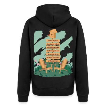My garden rules - Unisex Premium Organic Zip Hoodie - black - Back - Nico (187cm)