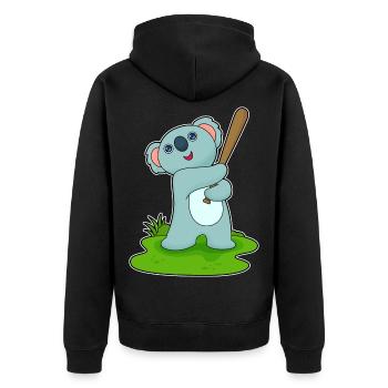 Koala Baseball Baseball Bat - Unisex Premium Organic Zip Hoodie - black - Back - Nico (187cm)