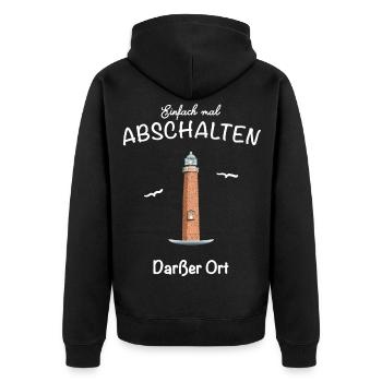 Darßer Ort, Ostseeküste, Fischland- Darß- Zingst - Unisex Premium Bio Zip Hoodie - Schwarz - Hinten - Nico (187cm)