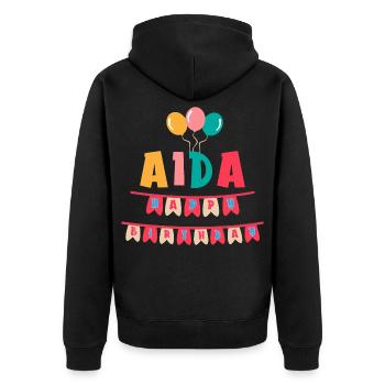 T-shirt Aida joyeux anniversaire joyeux anniversaire - Veste à capuche bio Premium Unisexe - noir - Dos - Nico (187cm)