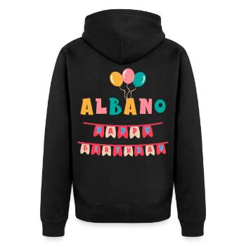 T-shirt Albano joyeux anniversaire joyeux anniversaire - Veste à capuche bio Premium Unisexe - noir - Dos - Nico (187cm)