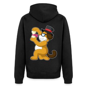 Mariage avec le marié chien avec haut-de-forme - Veste à capuche bio Premium Unisexe - noir - Dos - Nico (187cm)