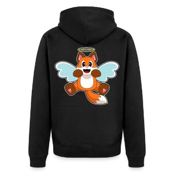 Fuchs Engelsflügel - Unisex Premium Bio Zip Hoodie - Schwarz - Hinten - Nico (187cm)