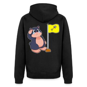 Maulwurf Flagge - Unisex Premium Bio Zip Hoodie - Schwarz - Hinten - Nico (187cm)