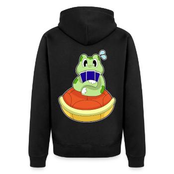 Schildkröte Poker Pokerkarten - Unisex Premium Bio Zip Hoodie - Schwarz - Hinten - Nico (187cm)