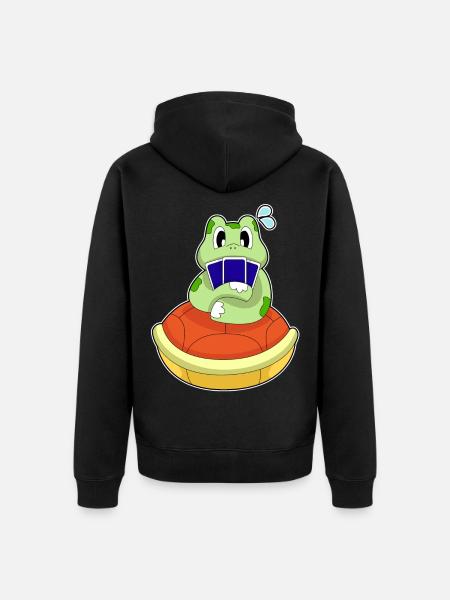 Schildkröte Poker Pokerkarten - Unisex Premium Bio Zip Hoodie - Schwarz