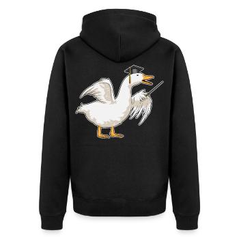 Duck Teacher Pointing Stick School - Unisex Premium Organic Zip Hoodie - black - Back - Nico (187cm)