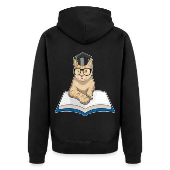 Cat Teacher Book School - Unisex Premium Organic Zip Hoodie - black - Back - Nico (187cm)