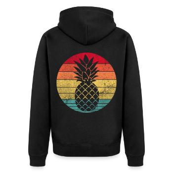 Pineapple Fruits Retro Style Vintage - Unisex Premium Organic Zip Hoodie - black - Back - Nico (187cm)