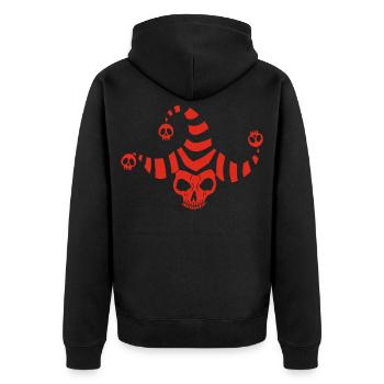 Crâne de bouffon rouge - Veste à capuche bio Premium Unisexe - noir - Dos - Nico (187cm)
