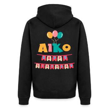 Aiko t-shirt joyeux anniversaire joyeux anniversaire - Veste à capuche bio Premium Unisexe - noir - Dos - Nico (187cm)