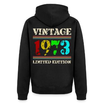1973 Anniversaire Retro Vintage né en 1973 - Veste à capuche bio Premium Unisexe - noir - Dos - Nico (187cm)