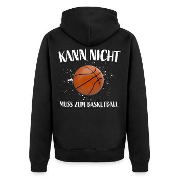 Kann nicht - Lustiger Basketball Spruch - Funny - Unisex Premium Bio Zip Hoodie - Schwarz - Hinten - Nico (187cm)