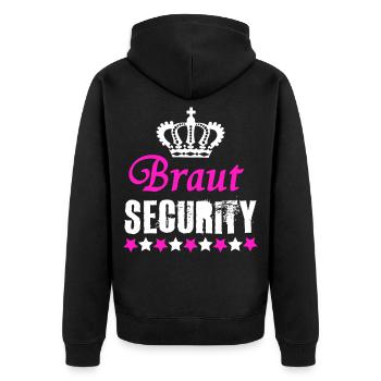 Braut Security - Funny JGA Shirt - Junggesellinnen - Unisex Premium Bio Zip Hoodie - Schwarz - Hinten - Nico (187cm)