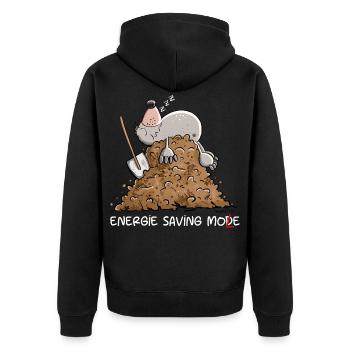 Lazy Mole I Foul Throw Pun I Chill - Unisex Premium Organic Zip Hoodie - black - Back - Nico (187cm)