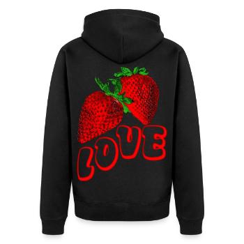 Les fraises juteuses aiment les fruits mûrs juteux - Veste à capuche bio Premium Unisexe - noir - Dos - Nico (187cm)