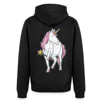 Unicorn Wizard Wand - Unisex Premium Organic Zip Hoodie - black - Back - Nico (187cm)