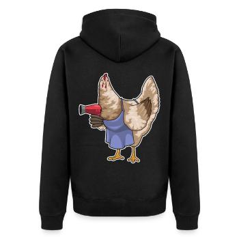 Chicken Hairdresser Hair Dryer - Unisex Premium Organic Zip Hoodie - black - Back - Nico (187cm)