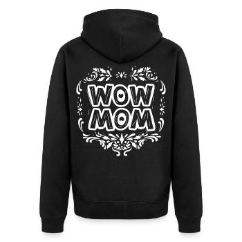 WOW Mom - Unisex Premium Organic Zip Hoodie - black - Back - Nico (187cm)