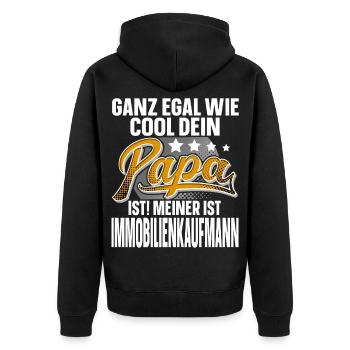 Immobilienkaufmann Papa Vater Vatertag - Unisex Premium Bio Zip Hoodie - Schwarz - Hinten - Nico (187cm)