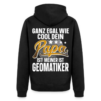 Geomatiker Papa Vater Vatertag Cooler Papa - Unisex Premium Bio Zip Hoodie - Schwarz - Hinten - Nico (187cm)