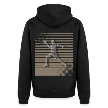 Handball Handballer - Unisex Premium Bio Zip Hoodie - Schwarz - Hinten - Nico (187cm)